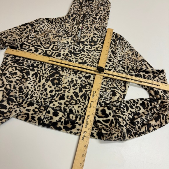 Juicy Couture Jacket Womens X Large Leopard Velour Zip Up Rhinestone Hoodie - Picture 6 of 8
